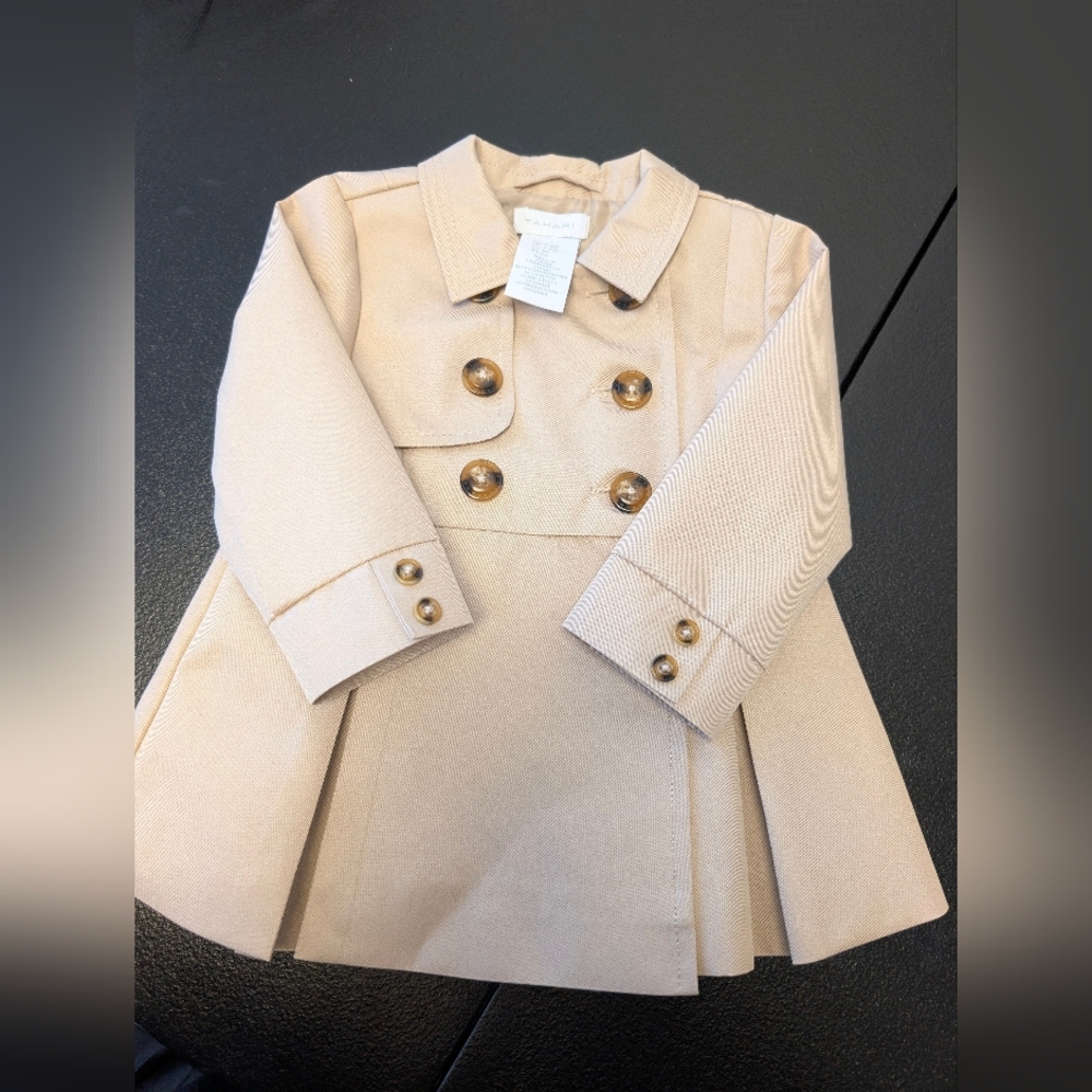 Tahari Kids Tan Double-Breasted Pea Coat